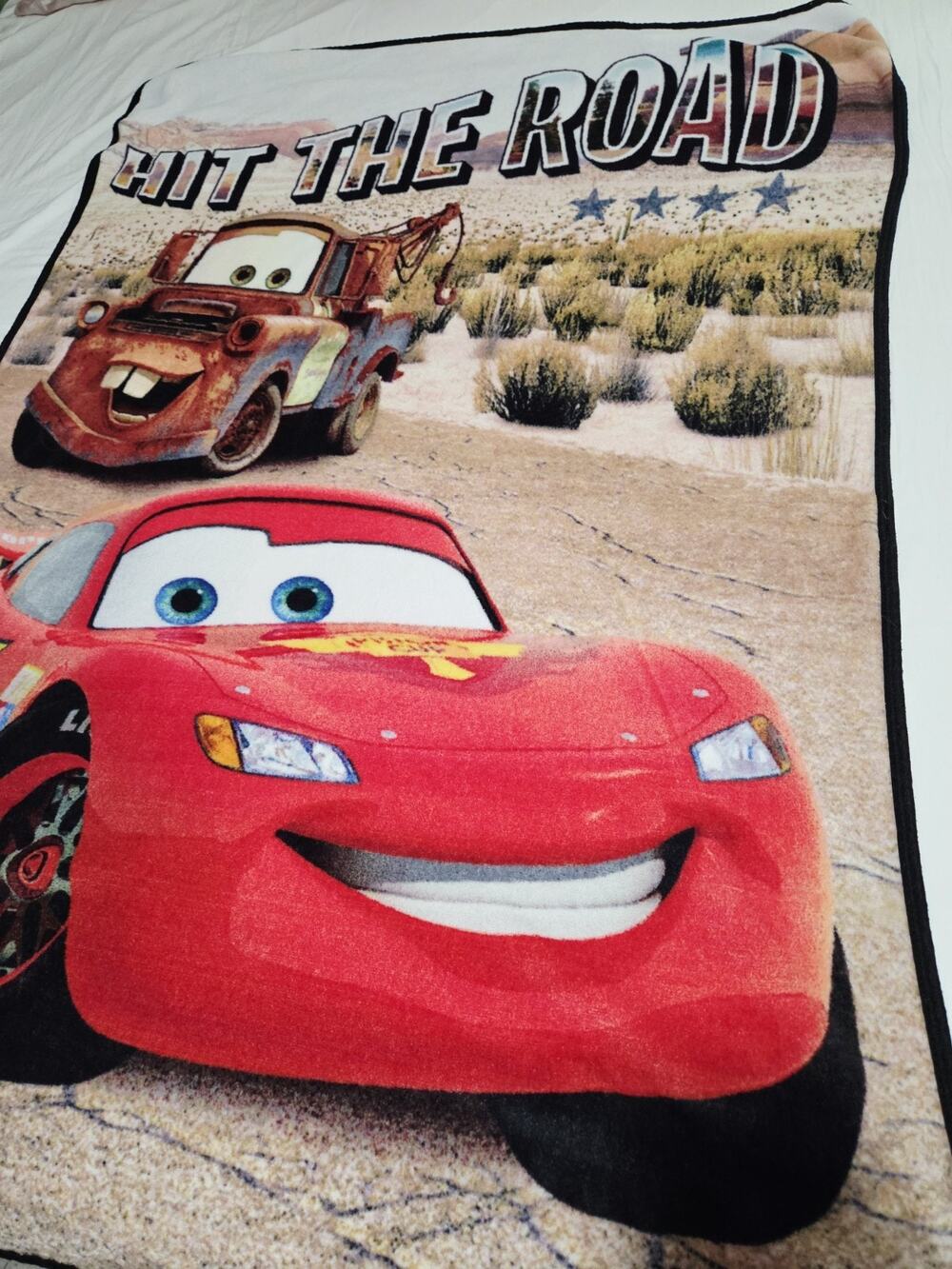Disney Pixar Cars “Off The Road” Raschel Throw Vtg Retired McQueen Tow Mater Y2K